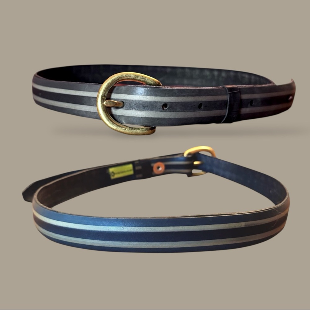 Early 2000s Totally Tubular Recycled Rubber Belt Brass Buckle Unisex 34”